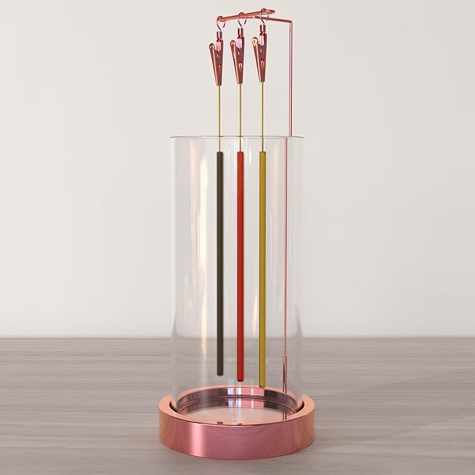 Incense Holder Ash Catcher - Upside Down Glass Incense Holder for Sticks, Reverse Inverted Anti Ash No Mess Insence-Stick Holder, Modern Metal Decorative Vertical Incense Burner, Rose Gold