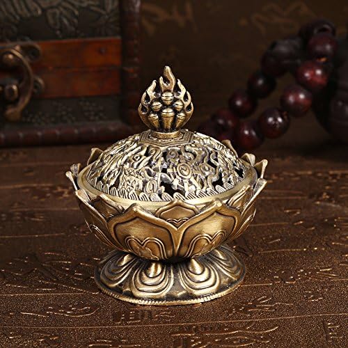 Lotus Incense Burner Holder Cone Incense Holder 9 Holes Vintage Incense Burner Cover for Stick and Cone Incense(Bronze)
