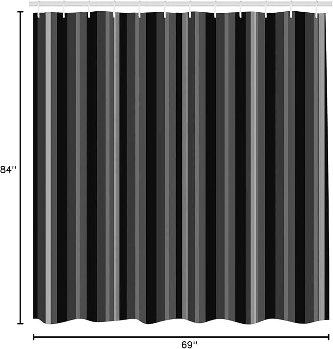 Ambesonne Stripes Shower Curtain, Abstract Ocean Inspired Palette Lines Geometrical Image Illustration, Cloth Fabric Bathroom Decor Set with Hooks, 84" Long Extra, Dark Grey