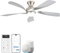 Sofucor Smart 52'' Low Profile Ceiling Fan with Lights and Remote, Flush Mount Ceiling Fan Work with APP/Alexa/Google for Modern Bedroom Living Room Patio, Dimmable LED Quiet Reversible DC Motor