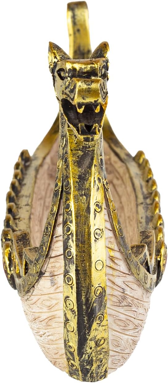 Comeon Retro Incense Burners Traditional Chinese Design Dragon Boat Incense Stick Holder Burner Hand Carved Carving Censer Ornaments (Gold)