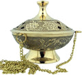 Gold Plate Over Brass Conical Incense Holder, 3 1/2" Dia - 3" H with 9" Chain