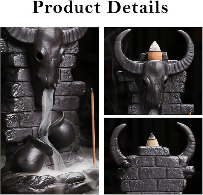 Cone Incense Holder Waterfall - Cool Smoke Back Flowing Backflow Incense Burner Ceramic Fountain, Unique Incense Sticks Holder Stand for Sticks Ash Catcher/Yoga/Meditation/Zen
