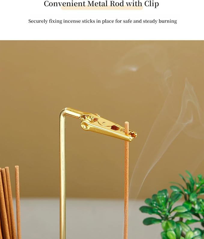 Glass Incense Holder for Sticks, Hang Upside Down Incense Burner with Storage & Ash Catcher, Anti-Ash 2 in 1, Comes with Brush & Greeting Card, Meditation Yoga Home Decor Gift