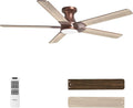 DAMINY 52 inch Brown Ceiling Fans with Lights,5 Blades,3CCT, Low Profile,Remote Control,for Bedroom, Kitchen,Living Room,Indoor/Outdoor Use,Flush Mount
