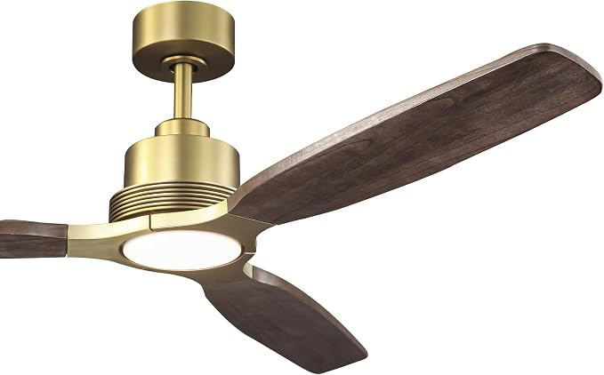 56 Inch Solid Wood Ceiling Fans with Lights and Remote, Modern Sleek Luxury Gold Ceiling Fan, 3CCT, 6-Speeds DC Motor for Indoor Living Room/Bedroom/Farmhouse/Gazebo Spaces, Wutong Wood