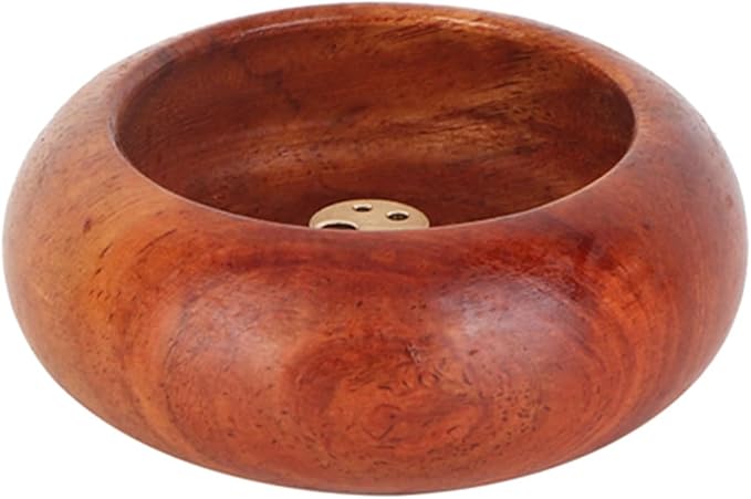 Mini Incense Holder, 6cm Wooden Round Incense Stick Holder Bowl Ash Catcher(Rosewood)