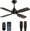 42 Inch Ceiling Fan with Light, APP & Remote Control, 4 Double-Sided Blades, 3 Color Temperatures, 6 Speed Levels, Reversible Brown & Black Blades for Bedroom, Living Room & Home Office