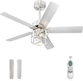 YOUKAIN 42 Inch Ceiling Fans, Farmhouse Ceiling Fans with Lights and Remote, 5-Reversible Blades with Gray Oak/Brushed Nickel Finish, 42-YJ632-BNW