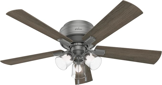 Hunter Crestfield, Indoor, Ceiling Fan, Quiet, 52 inch, Matte Silver
