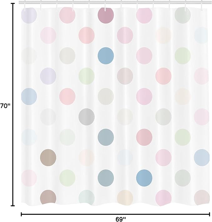Ambesonne Polka Dots Shower Curtain, Polka Dots Creative Template Pattern Simple Gradient Effects Digital Graphic, Cloth Fabric Bathroom Decor Set with Hooks, 69" W x 70" L, Pink Ivory