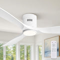 Fanbulous 52" Ceiling Fans with Lights and Remote Control,Modern Flush Mount Ceiling Fan with 3 CCT,Low Profile Ceiling Fans with 6-Speeds Reversible DC Motor for Patio Living Room Bedroom(White)