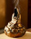 Zen Incense Burner for Cone & Coil – Ceramic Faceless Buddha Statue for Protection & Meditation, Home Decor to Ward Off Negativity