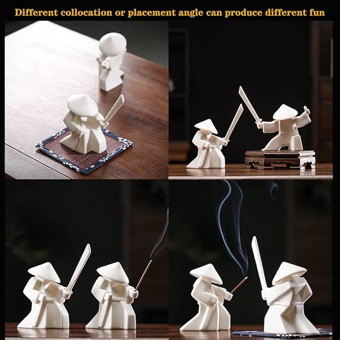 LYART Tea Pet Warrior Statue Figurine Tea Ornament Accessories Cute Kung Fu Tea Decoration Gift for Tearoom Home Office Children's Day Gift for Tea Lover (White1 and White2)
