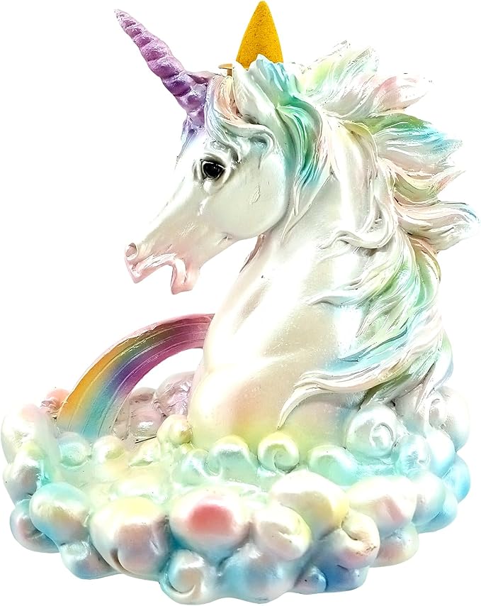 Fantasy Gifts Cloud Breathing Unicorn Backflow Burner – 5.5 x 5.75 Inch Fantasy Waterfall Décor Accent | Whimsical Unicorn Tabletop Decoration for Meditation & Home Décor