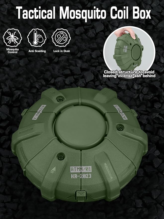Mosquito Coil Holder - Incense Burner Holder,Mosquito Coil Burner Outdoor Gear & CS Game Tactical Accessories, Durable & Portable Outdoor Incense Holder（GN）