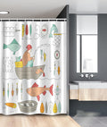 Ambesonne Nautical Stall Shower Curtain, Fishing Gear Fisherman in The Boat Catching Fish Rod Bobber Tackle, Fabric Bathroom Decor Set with Hooks, 54" W x 78" L, Green Mustard