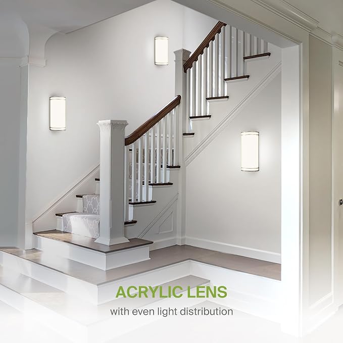 ASD Indoor LED Wall Sconce Lights - 14 Inch 20W Brushed Nickel Modern LED Wall Sconces Hardwired - ETL Dimmable 3000K 4000K 5000K Adjustable Sconce Light Fixture for Bedroom, Hallway, 2 Pack