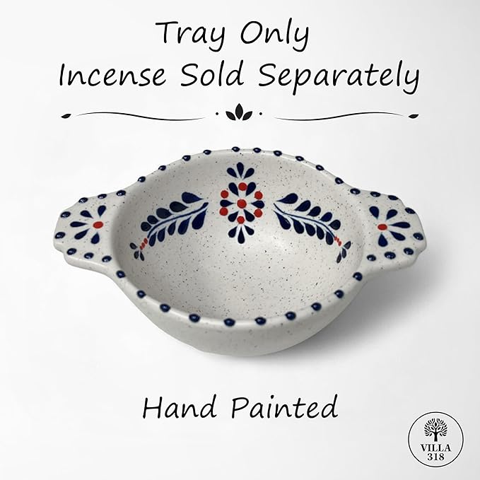 Hand-Painted Smudge Bowl, 6.5" Inch Artisanal Ceramic Incense Holder for Sage, Palo Santo, Incense & Spiritual Cleansing, Altar Decor for Meditation, Healing Rituals & Energy Clearing