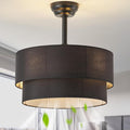 20" Farmhouse Ceiling Fans with Lights, Black Boho Fandelier Chandelier Ceiling Fan with Light Remote Control, Caged with 6 Speeds for Living Room, Bedroom, Nursery