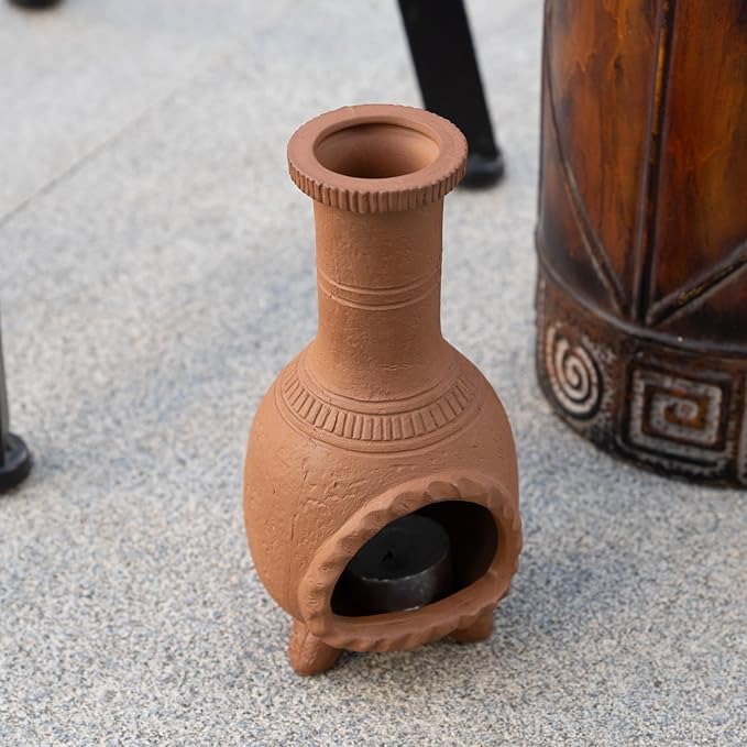 MOUGIGI Handmade Terracotta Palo Santo Holder Burner for Smudging and Meditation - Mexican Style Chiminea Clay Incense Dish for Wiccan Altar and Negative Energy Cleansing