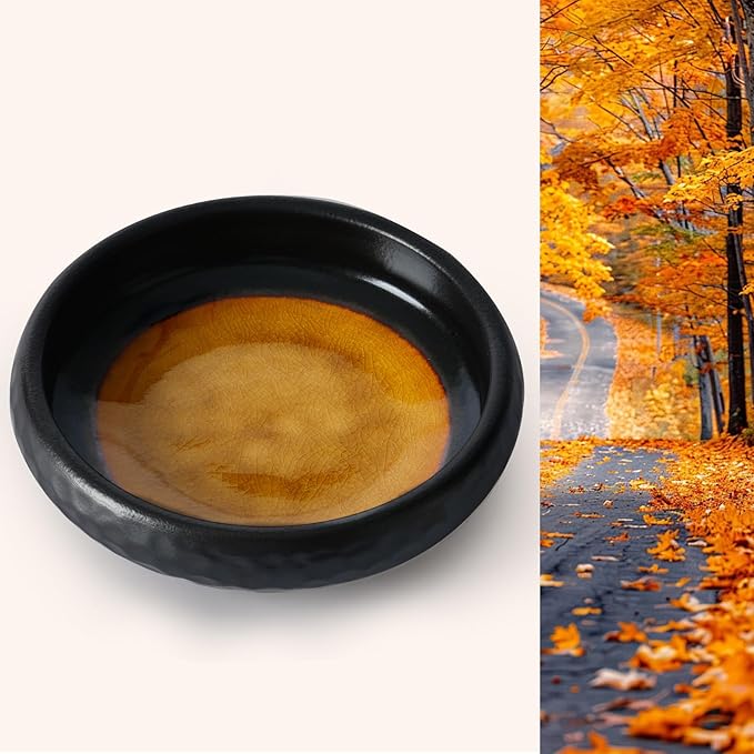 6 Inch Incense Burner Holder Handmade Ceramic,Crackle Glaze Yellow Incense Holders for Sticks,Multi-Functional Incense Burner Bowl Ash Catcher,Coil Incense Holder,Ideal for Meditation,Yoga,Home Décor
