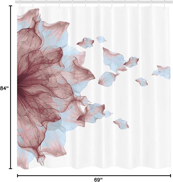 Ambesonne Flower Shower Curtain, Abstract Themed Modern Futuristic Image with Water Like Colored Artwork Print, Cloth Fabric Bathroom Decor Set with Hooks, 69" W x 84" L, Dried Rose