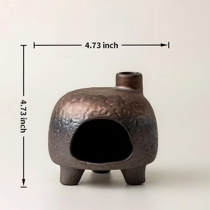 Handmade Ceramic Palo Santo Holder – Suitable for Burning Sage & Palo Santo - Mini Chimenea-Style Burner, an Incense Burner for Spiritual Meditation, Yoga or Home Decoration