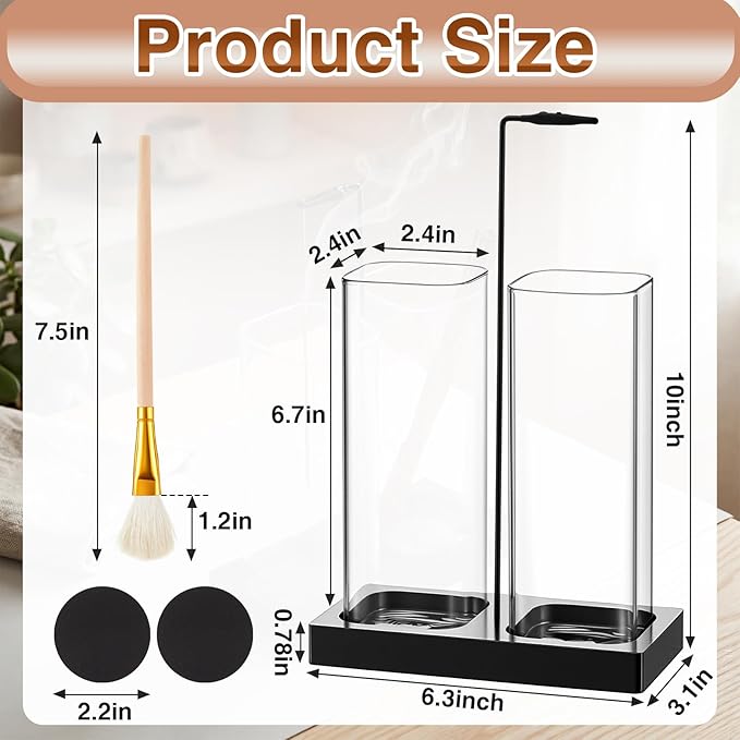 Zhehao 4 Pcs 2 in 1 Incense Holder for Sticks with Glass Ash Catcher Kit, Includes 1 Upside Down Anti-ash Flying Incense Burner 1 Ash Brush and 2 Mats for Meditation, Yoga, Spa, Home Decor