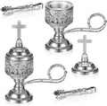Zonon 2 Sets Incense Burner with Tong, Frankincense Charcoal Incense Stand Holder, Ideal for Yoga, Spa, Aromatherapy, Home and Christian Church Censer (Silver,Classic)