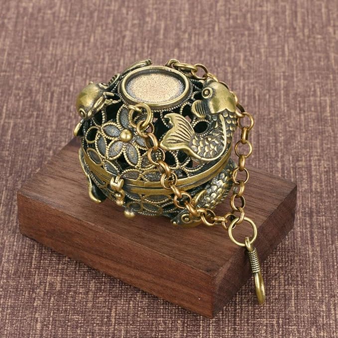 GANAZONO Hanging Incense Burner Ball Hollow Censer with Lock Circle Design 4.56X3.54X1.77In Brass Hanging Incense Holder for Home Fragrance Meditation and Decorative Accent 2 Pack