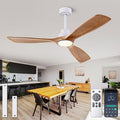 60'' Solid Wood Ceiling Fan Light DC Motor APP Remote 3CCT Dimmable 3 Blade | log-color solid wood blades, pure copper quiet dc inverter motor, remote & app control, 3cct dimmable led light, indoor