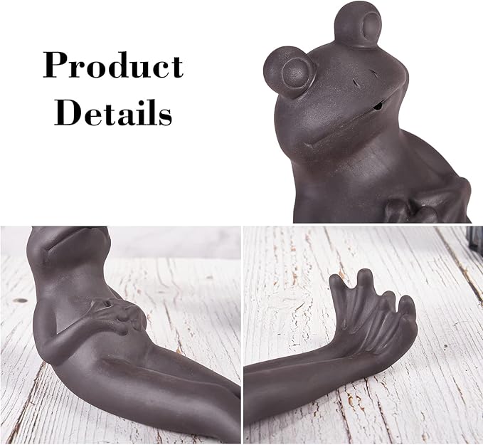 Frog Incense Holder Handmade Ceramic Incense Stick Holder Cute Frog Burner Holder Modern Aromatherapy Ornament for Meditation Yoga Home Living Room Office Decor