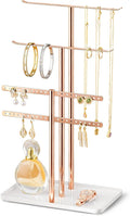 pickpiff Rose Gold Jewelry Organizer: 14.5" Sturdy Stand for 80 Pcs Jewelry