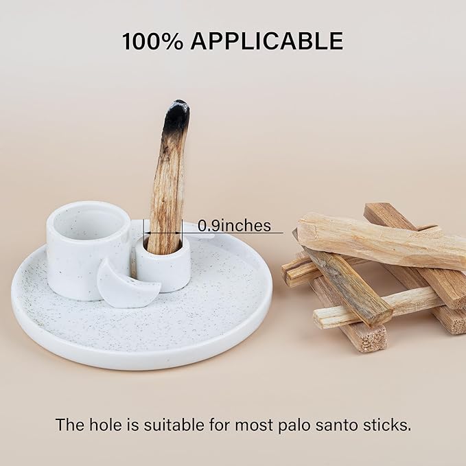 ZenBless Incense Burner, Palo Santo Sage Candle Holder for Burning, Incense Holder for Sticks, Ceramic Ash Catcher Tray for Meditation Yoga Room Home Decor Spritual Gifts(White)