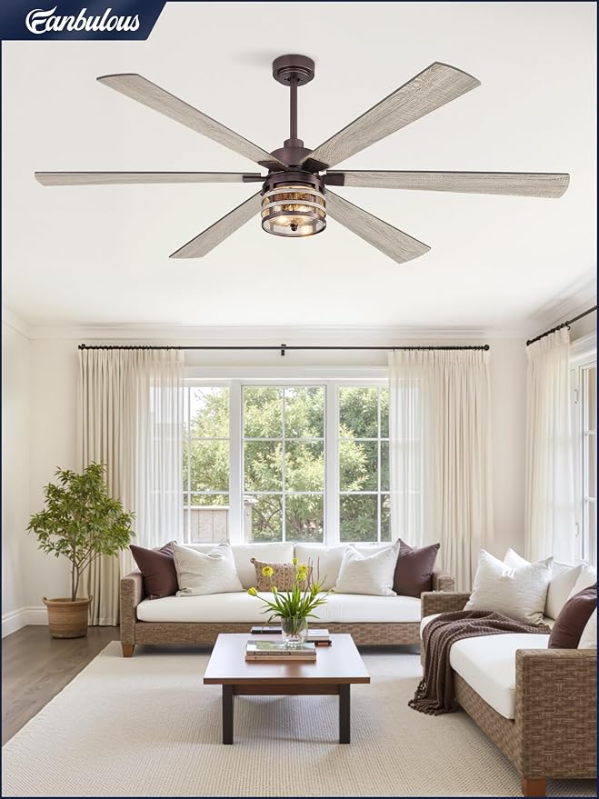 Fanbulous 72" Large Farmhouse Ceiling Fan with Light & Remote,Oil Bronze | Powerful 6-Speed Reversible DC Motor, Industrial 6 Dual Finish Blades, Ideal for Living Room, Bedroom, Patio, Garage