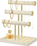 Jewelry Organizer Stand Display, 3 Tier Velvet Bracelet Holder, Beige | Jewelry Organizers and Storage | Jewelry Tree | Jewelry Towers for Necklaces, Bracelets, Earrings, Rings