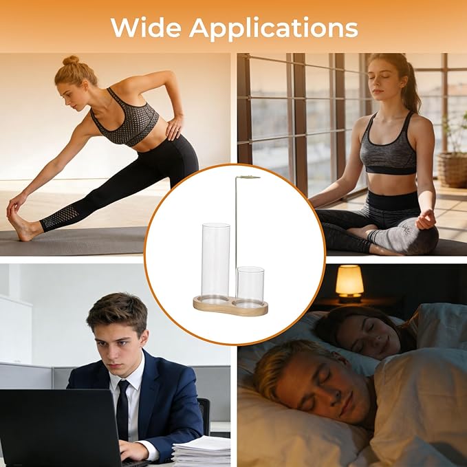 Upside Down Incense Stick Burner, Including Wood Base, Glass Ash Catcher Detachable Metal Incense Holder, Anti-Scald Design for Meditation, Yoga, Home & Office Decor