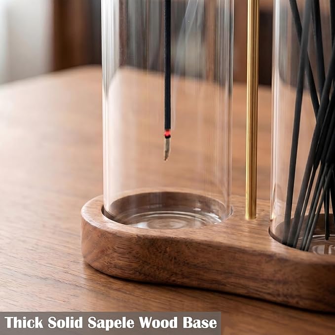 2 in 1 Incense Holder for Sticks with Glass Ash Catcher - Upside Down Anti-Ash Flying Incense Burner & Stick Storage Organizer, Ideal for Meditation, Yoga, Zen Home Decor, Spa Relaxation Gift