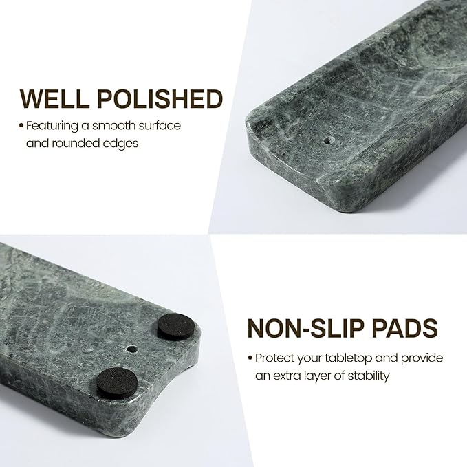 Koville Marble Incense Holder, Incense Holder for Sticks, Incense Sticks Holder Ash Catcher for Meditation Yoga SPA, Natural Stone Incense Burner, Home Table Decor (Verde Alpi)