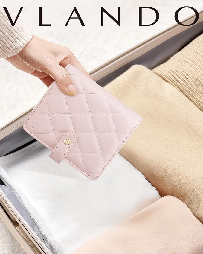 VLANDO Travel Jewelry Organizer Case,Travel Gifts for Women,Portable Jewelry Storage Book Ring Binder with Clear Zipper Velvet Jewelry Pouch Bag-Pink
