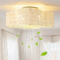 Boho Ceiling Fans with Lights, 20" Low Profile Ceiling Fan with Light Remote Control, Bladeless Flush Mount with 6 Speeds for Bedroom, Nursery, Living Room.