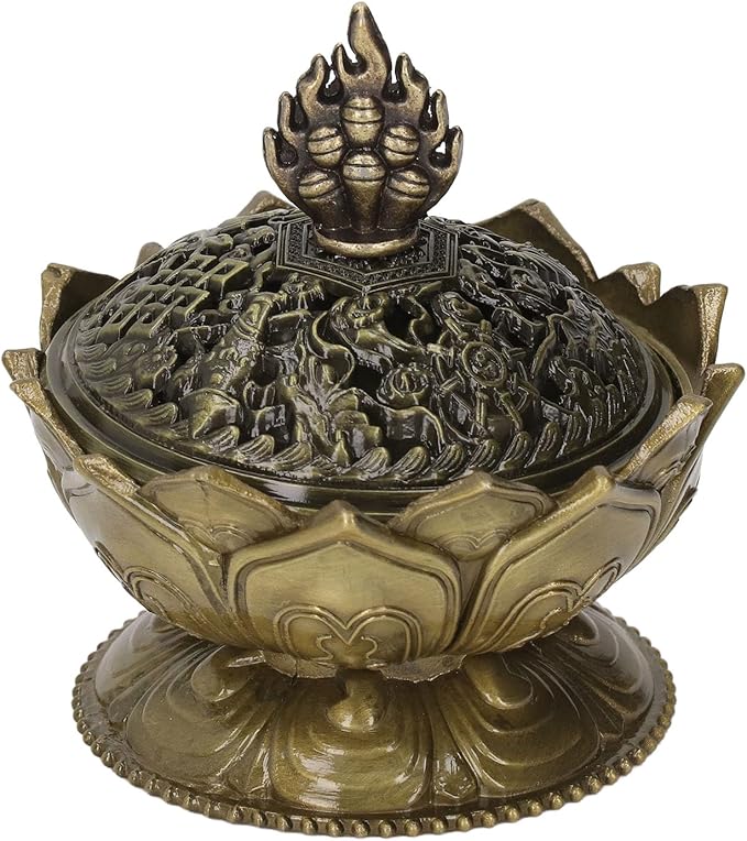Luqeeg Incense, Lotus Flower Vintage Incense Holder, for Stick and Cone Incense Incense Cover for Incense Sticks, Resin Incense, Cone Incense Ritual Purpose, Decor