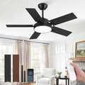 ZMISHIBO 42 Inch Ceiling Fans with Lights, Smart Remote/APP Control, Modern Ceiling Fan with 6 Speeds & 3CCT, Dimmable 30W LED, Quiet DC Motor, Noiseless for Living Room, Bedroom, Kitchen, Black