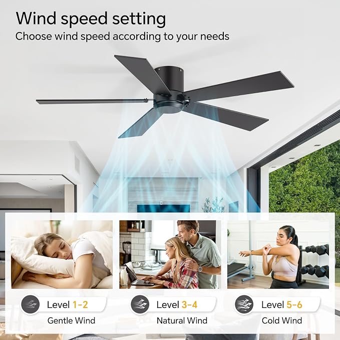 ZYD 2 Pack Ceiling Fan No Light, 42 inch Black Ceiling Fan with Light and Remote Control, Quiet Reversible DC Motor, Noiseless, Ceiling Fan for Bedroom, Farmhouse, Indoor/Outdoor Use