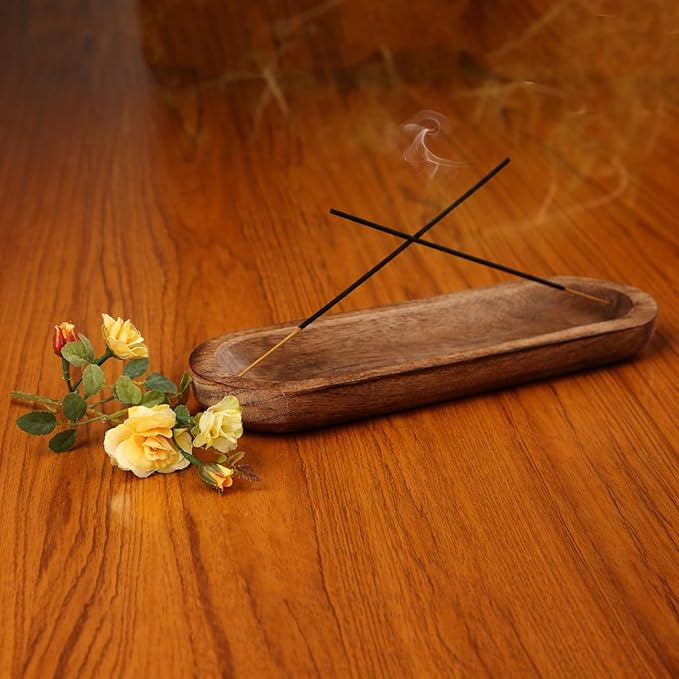 Incense Burner Or Incense Stick Holder - Incense Tray Wooden Ash Catcher - Handmade Mango Wood Incense Stand for Gifting. Modern Home Decor