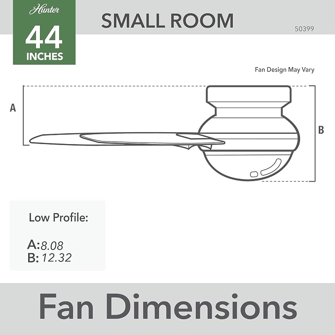 Hunter Dempsey, Outdoor or Indoor, Ceiling Fan, Quiet, 44 inch, Fresh White