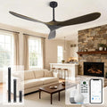Outdoor Ceiling Fan Without Light, 60 Inch Smart Ceiling Fan with Remote & Voice Control for Compatible with Alexa/Google, 3-Blade Wood Fan, Quiet DC Motor, 6 Speeds for Patio, Porch, Farmhouse