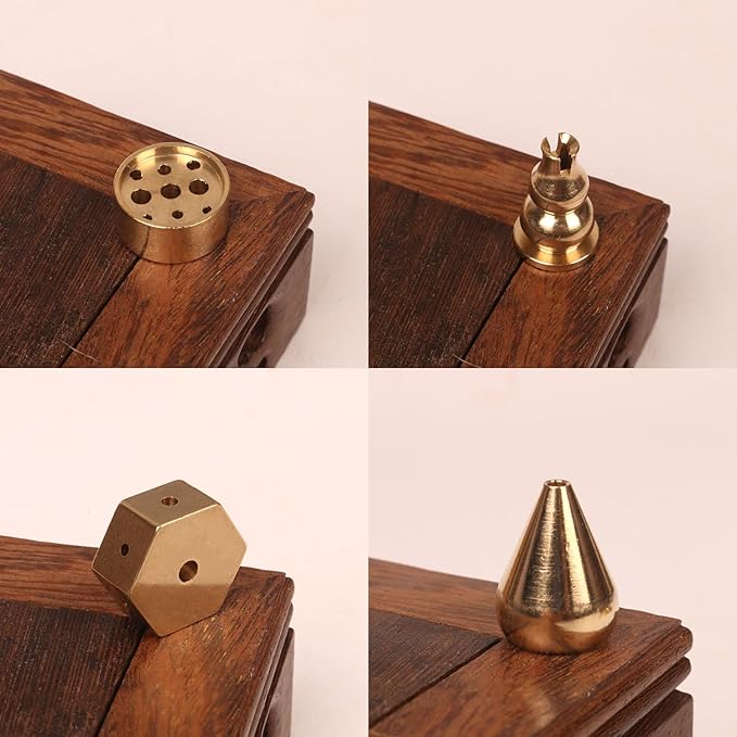 Brass Incense Burner, Incense Cone Holder, Coil Incense Holder, Incense Stick Holder, Hexagonal Shape Burner Plate Holder Censer, 4 Styles.