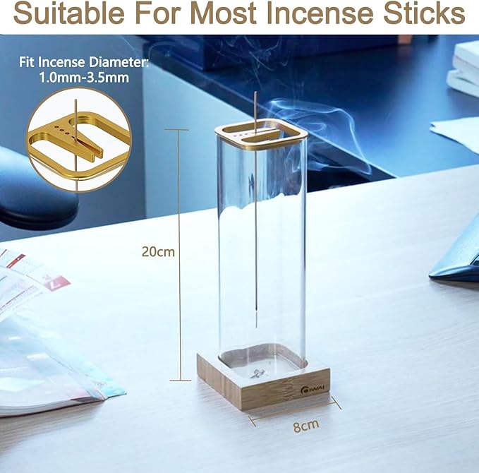 Hanging Incense Holder, Incense Holder for Sticks with Removable Glass Ash Catcher, Anti-Ash Flying Upgrade Design, COIWAI,Perfect for Yoga, Tea Ceremonies, Meditation, Spa and Home Relaxation